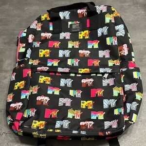 Loungefly MTV Black and Multicolor Patterned Backpack